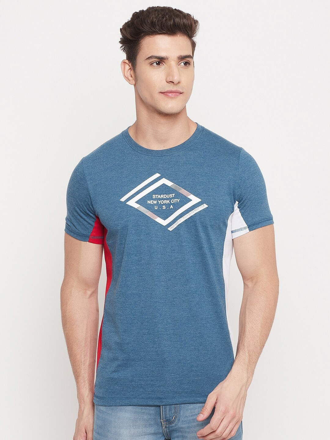 

Duke Men Blue Typography Printed Slim Fit T-shirt