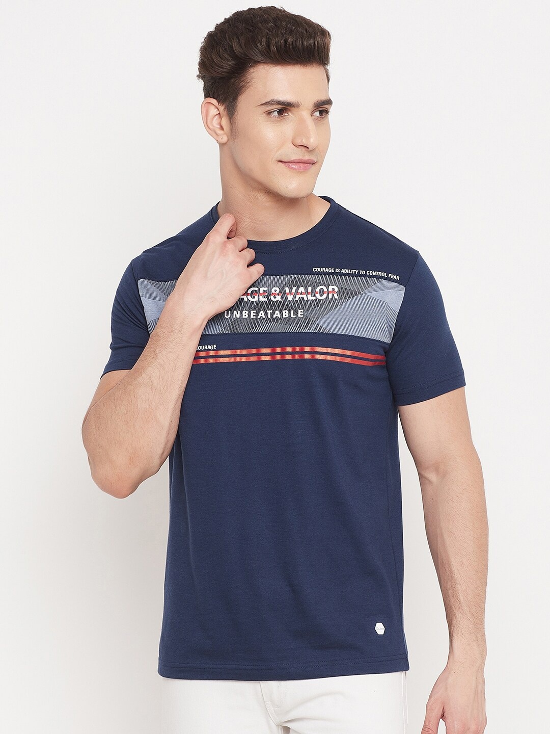

Duke Men's Blue Typography Printed Slim Fit T-shirt