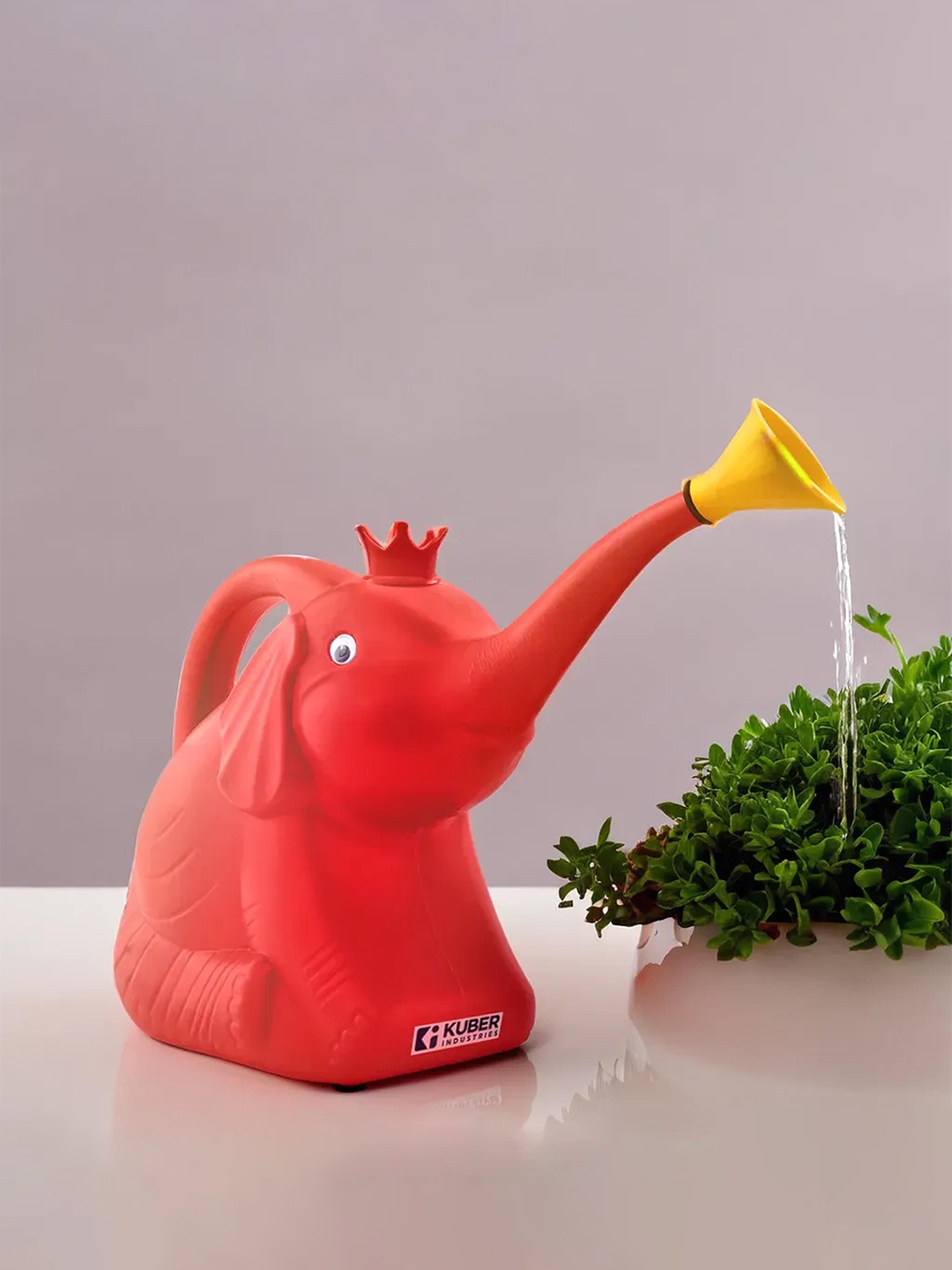 

Kuber Industries Red Plastic Elephant Shape Watering Can