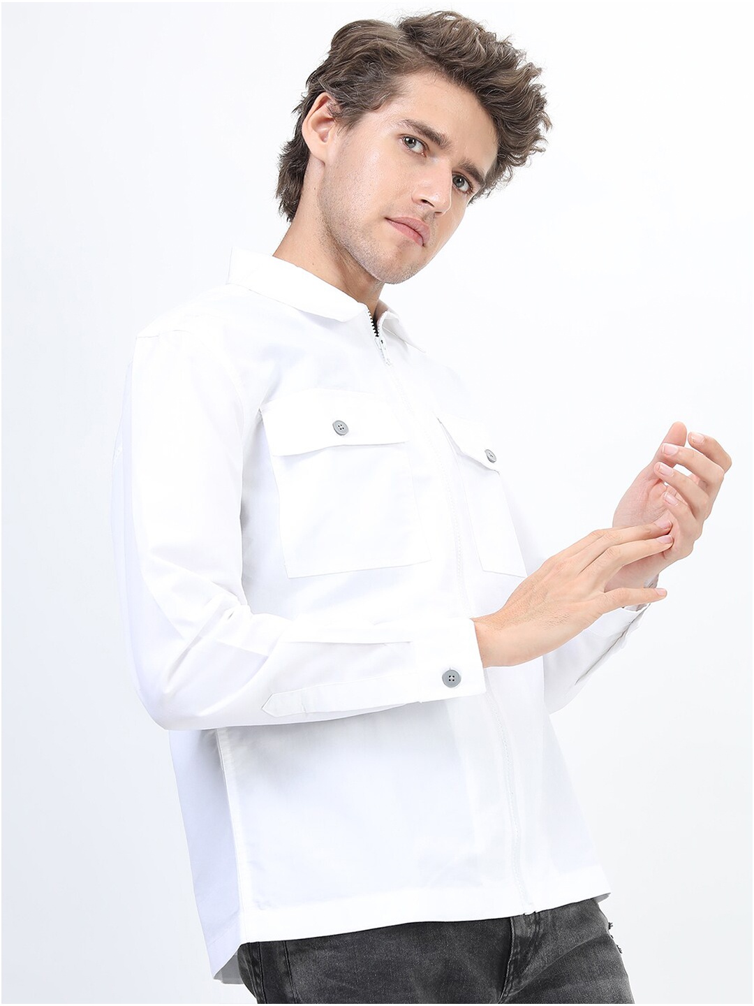 

HIGHLANDER Men White Solid Slim Fit Casual Shirt