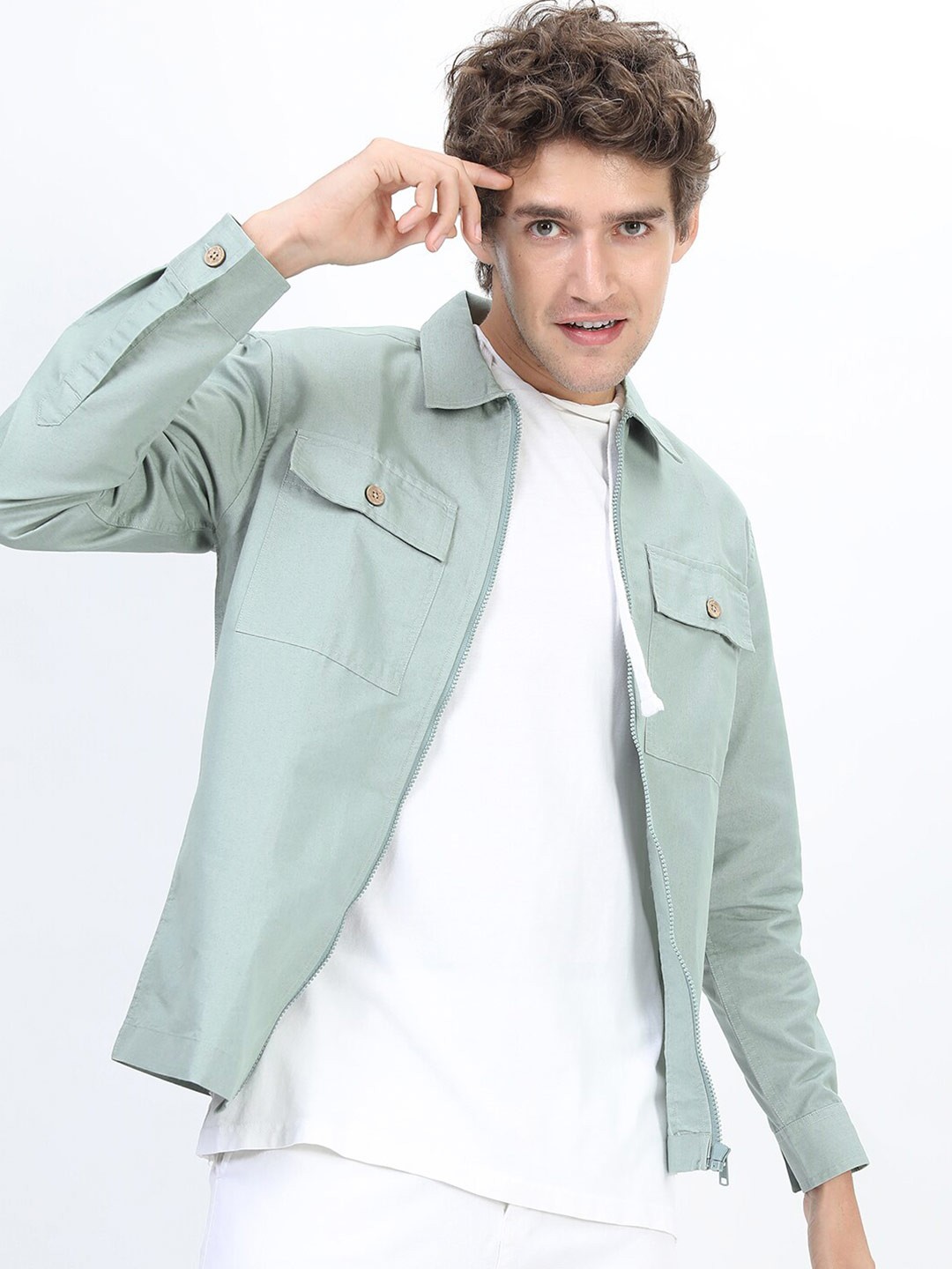 

HIGHLANDER Men Green Solid Slim Fit Casual Shirt