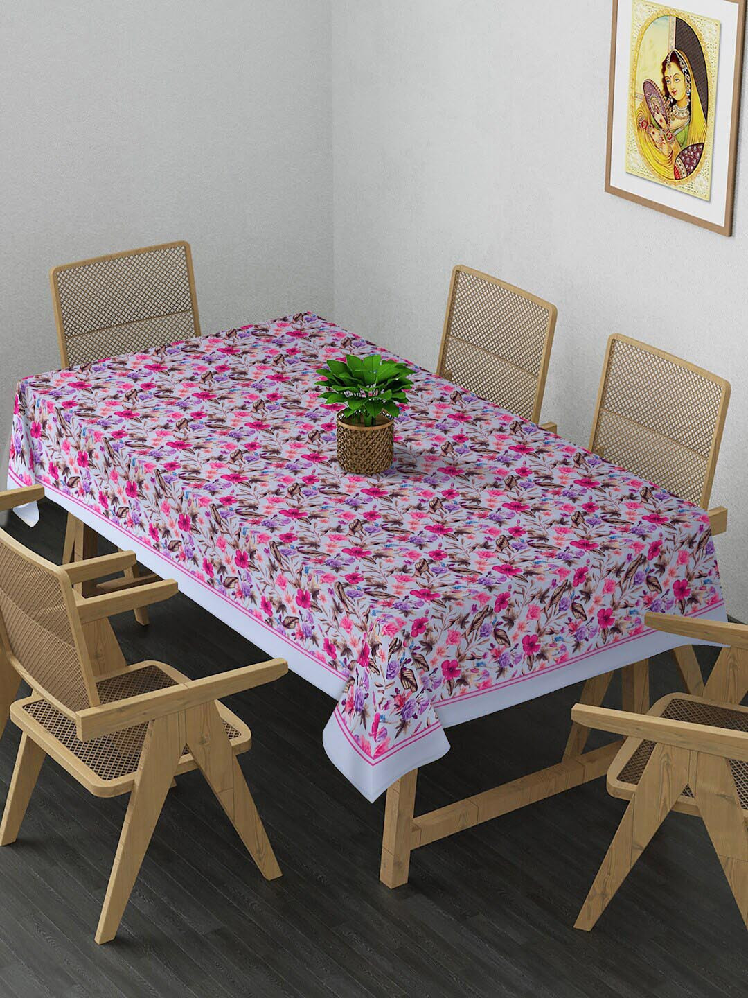 

Alina decor Purple & Pink Printed Rectangular 4-Seater Table Cover