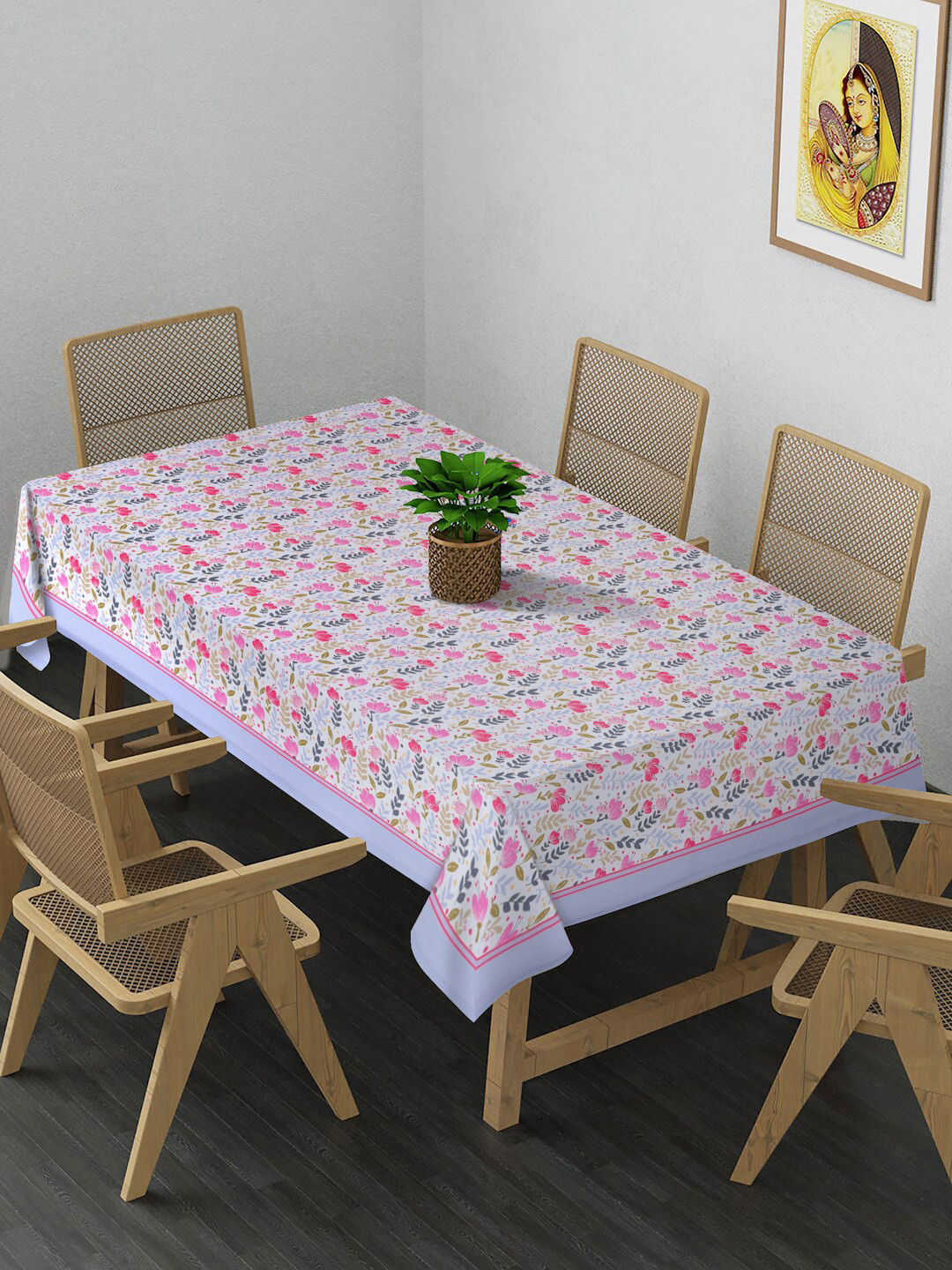 

Alina decor Pink Printed Rectangular 4-Seater Table Cover