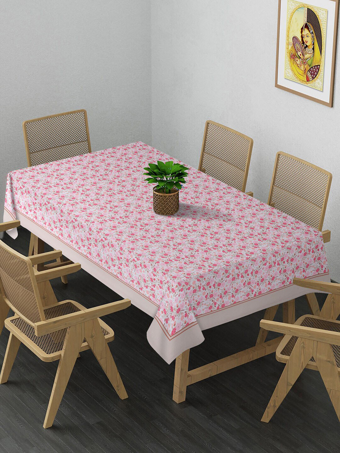 

Alina decor Pink & Grey Floral 4 Seater Table Covers