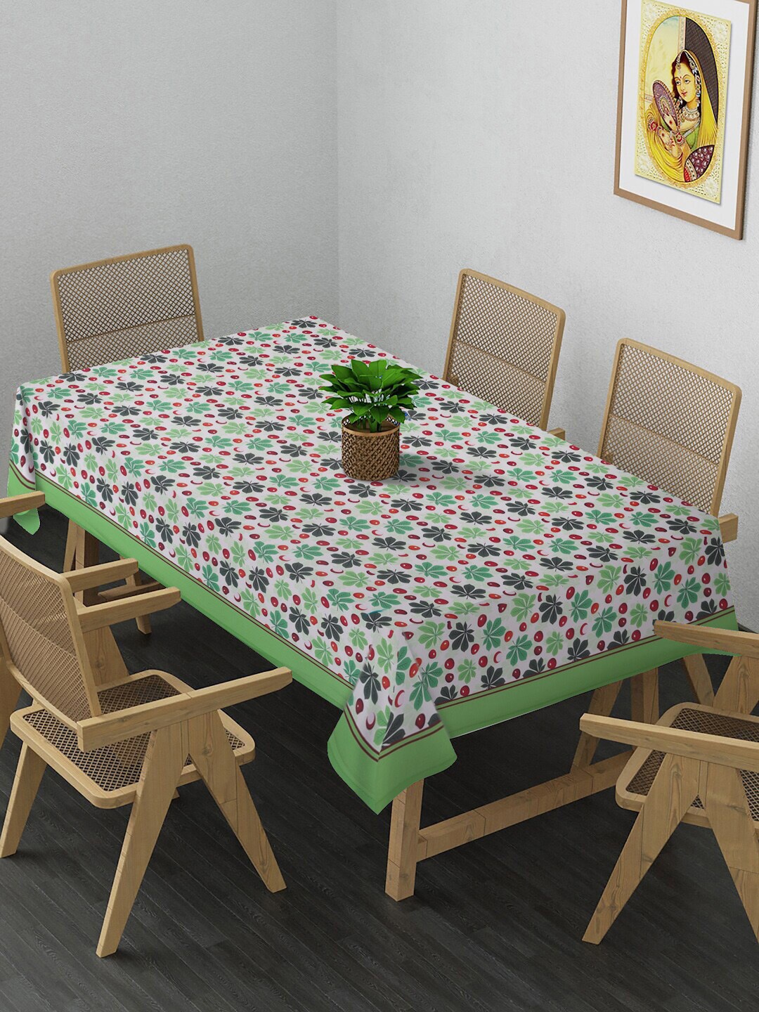 

Alina decor Green & Brown Printed Rectangular 4-Seater Table Cover