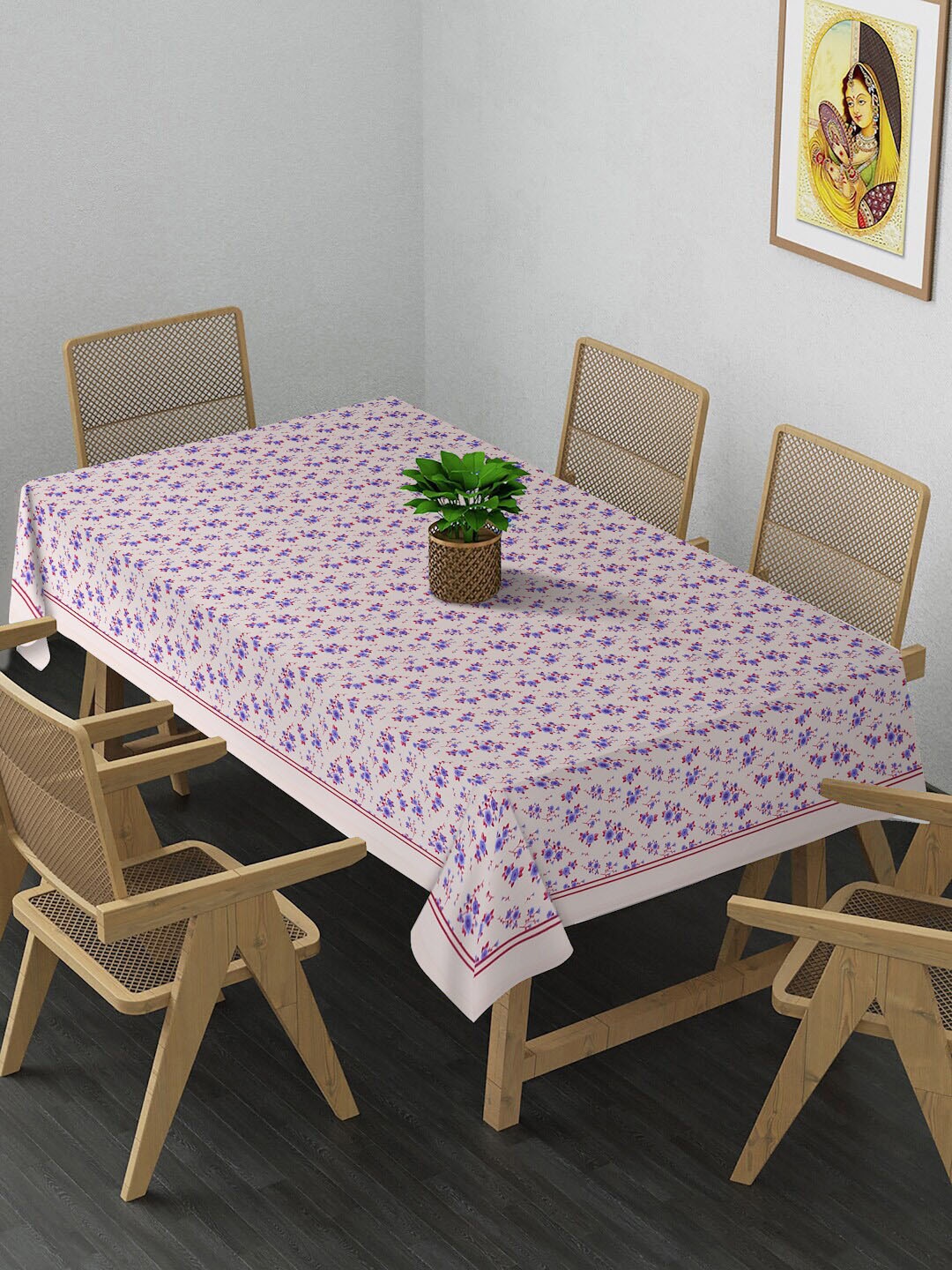 

Alina decor Purple & Blue Floral Printed 4 Seater Table Covers