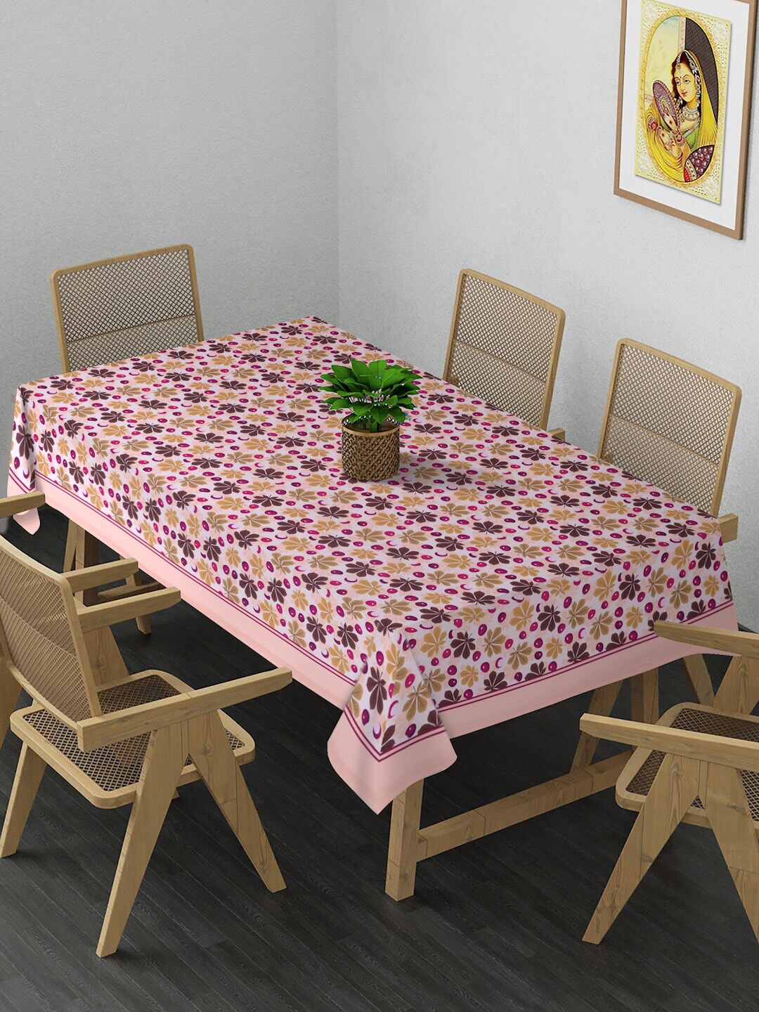 

Alina decor Peach & Green Floral Printed 4 Seater Table Covers
