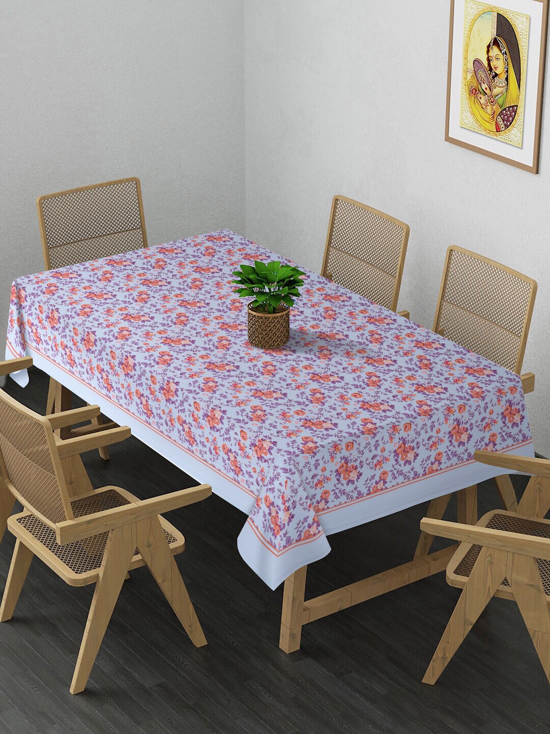 

Alina decor Blue Printed Rectangular 4-Seater Table Cover