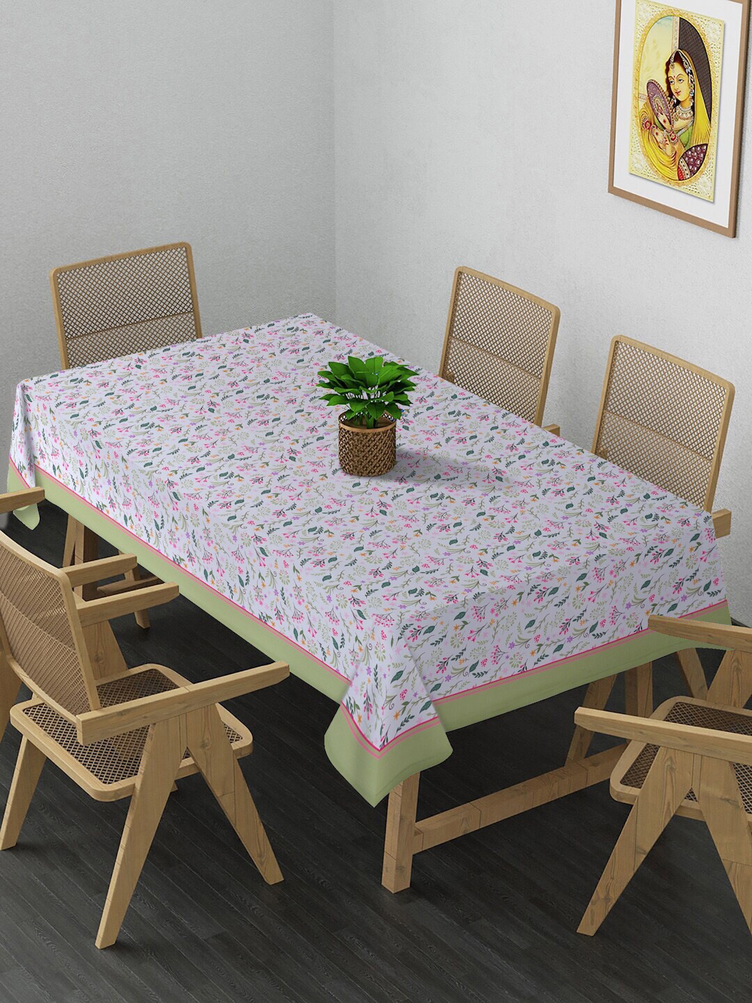 

Alina decor White & Pink Printed 4-Seater Table Covers