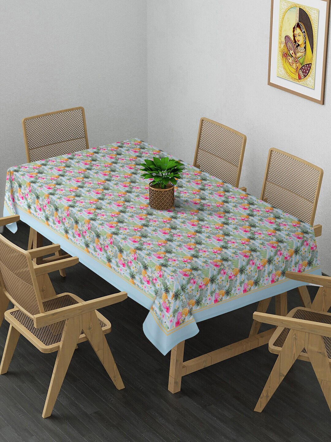 

Alina decor Green & Pink Floral Printed 4 Seater Table Covers