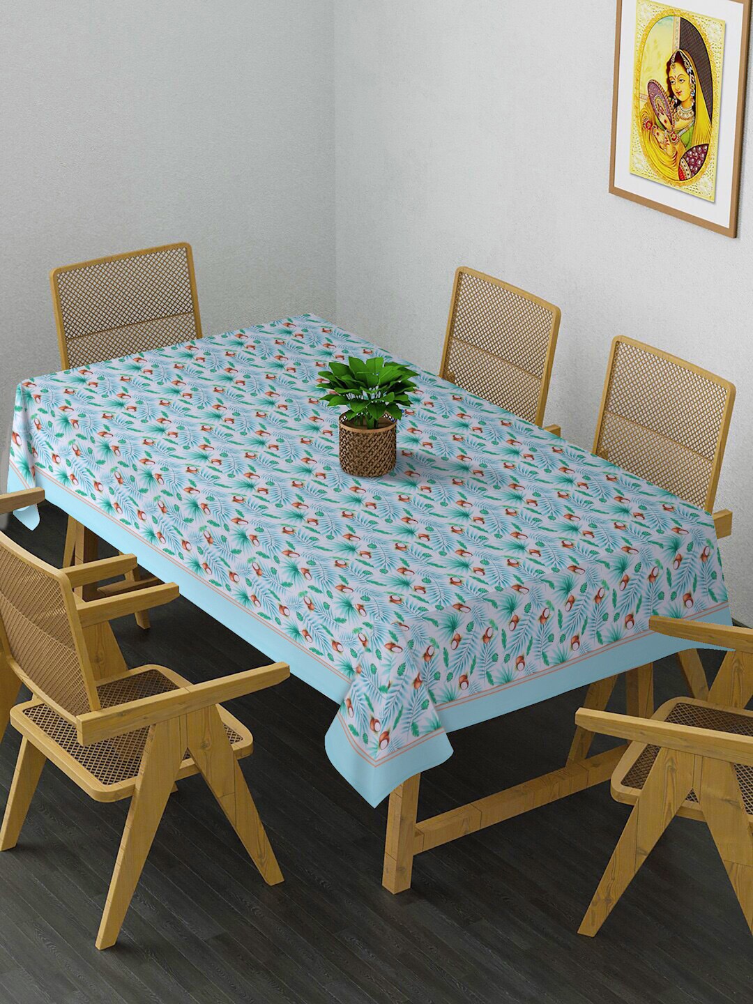 

Alina decor Green & Brown Printed Rectangular 4-Seater Table Cover