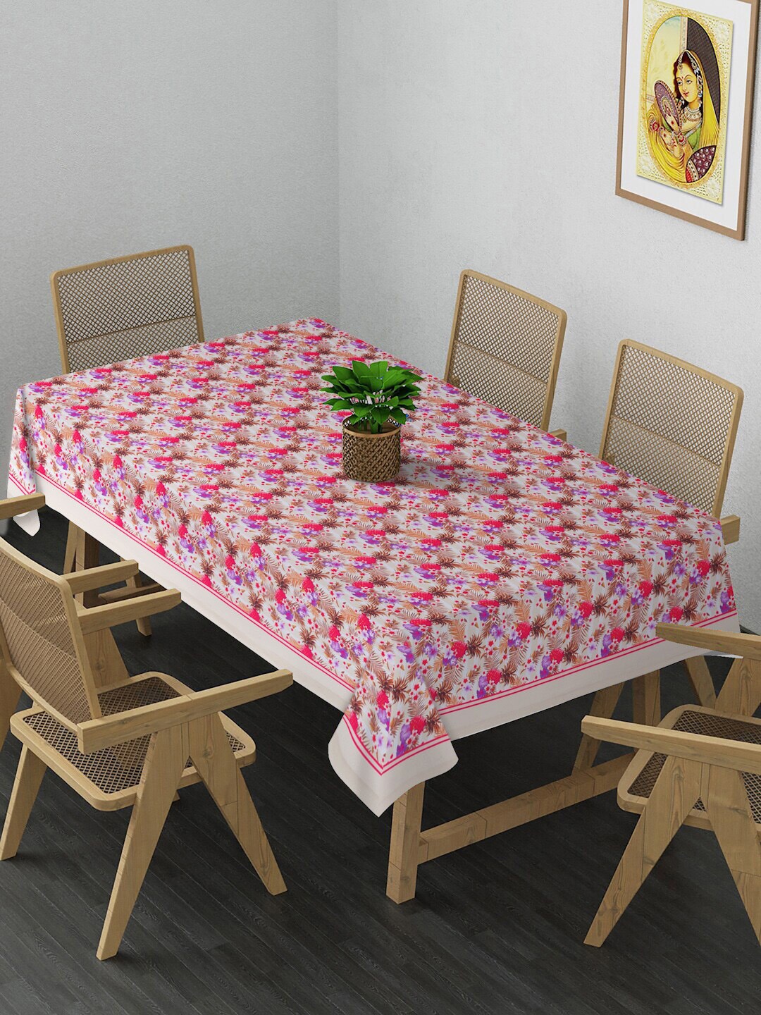 

Alina decor Brown & Red Floral Printed 4 Seater Table Covers