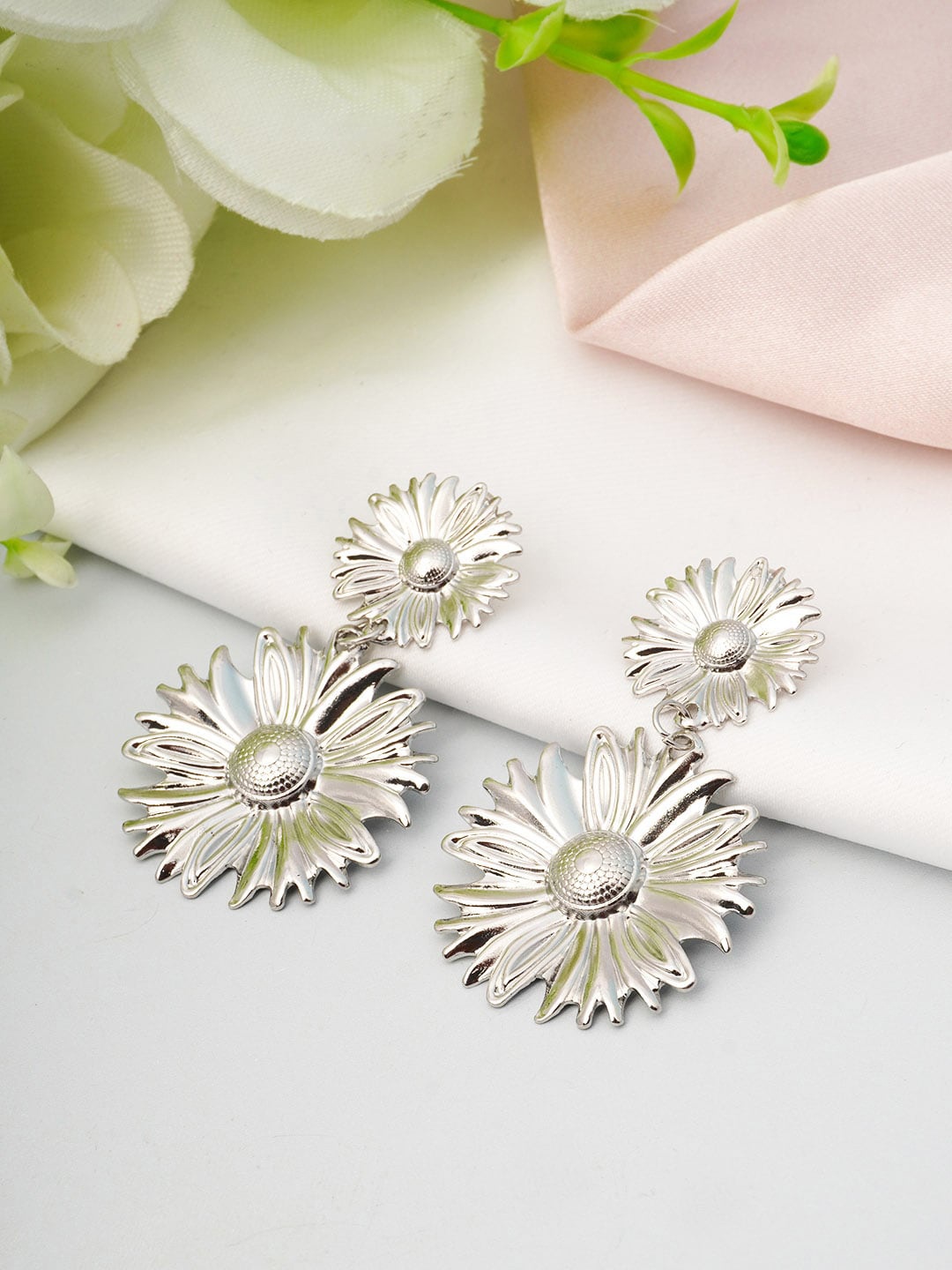 

Emmie Women Silver-Toned Contemporary Drop Earrings