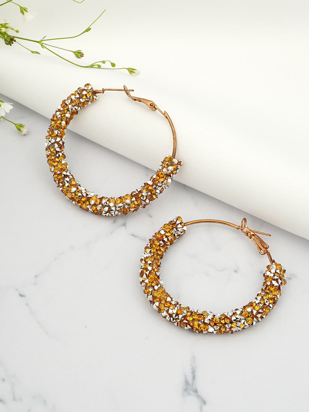 

Emmie Women Gold-Toned Copper Contemporary Hoop Earrings