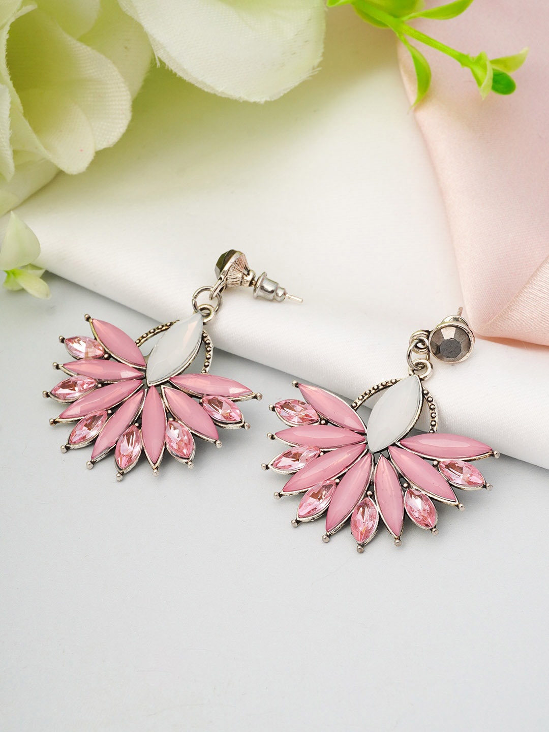 

Emmie Pink & Silver Contemporary Drop Earrings