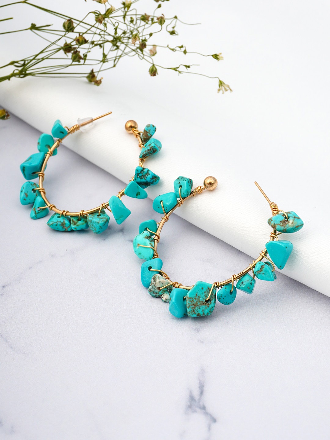 

Emmie Blue Contemporary Hoop Earrings