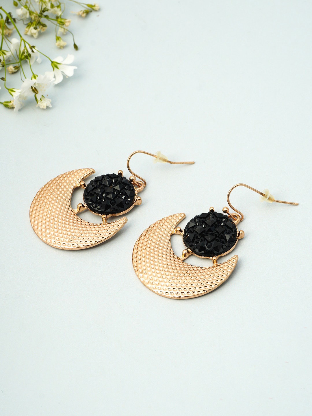 

Emmie Black Crescent Shaped Drop Earrings