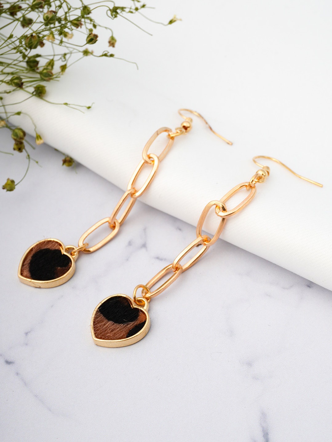 

Emmie Gold-Toned Heart Chain Earrings