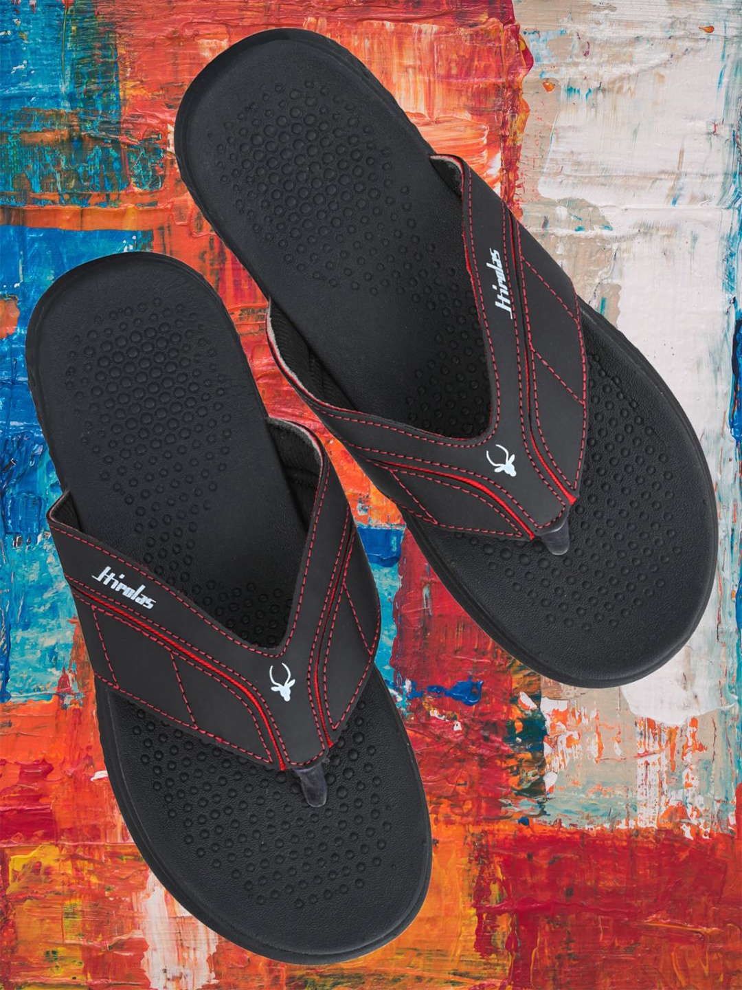 

HIROLAS Men Black & Red Thong Flip-Flops