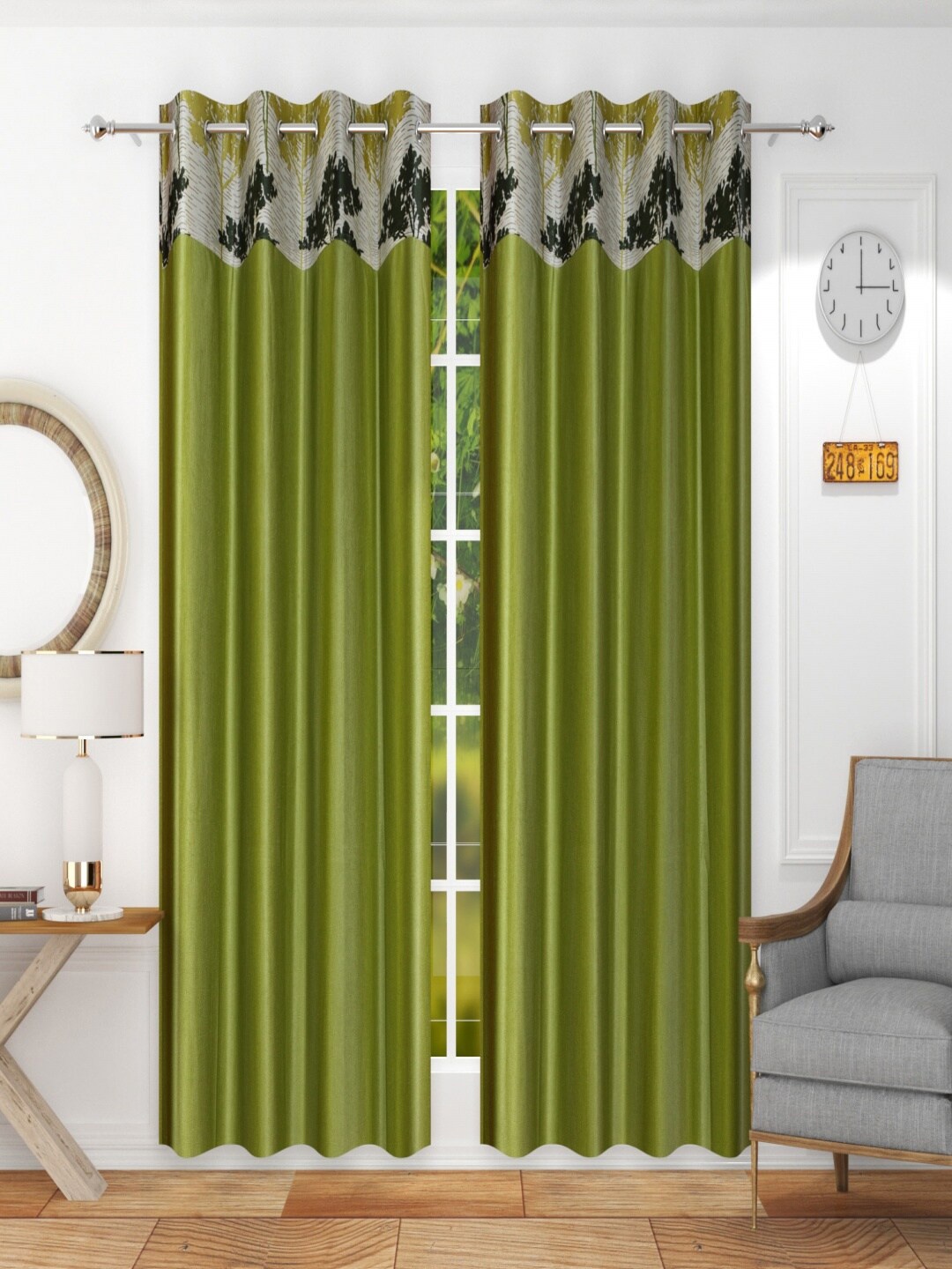 

Homefab India Olive Green Set of 2 Long Door Curtains