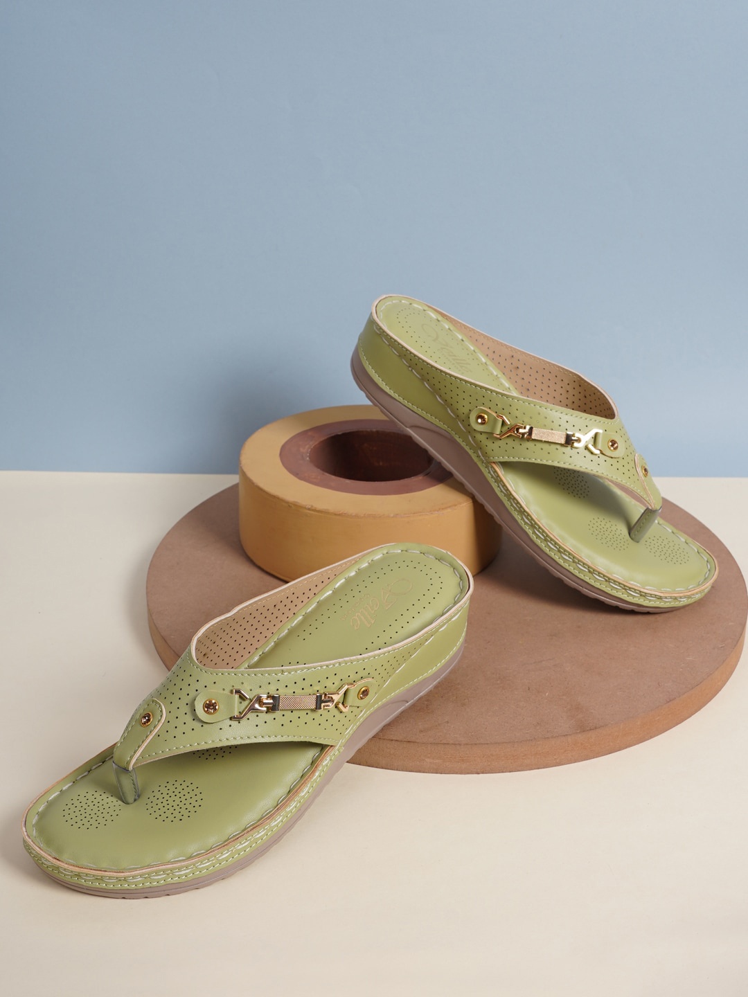 

VEILLE Green PU Comfort Sandals