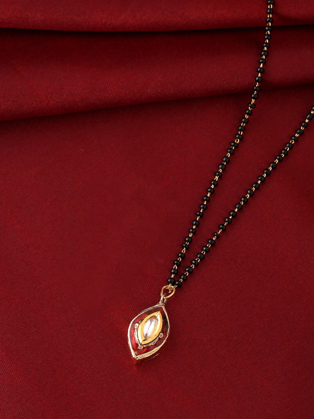 THE AAB STUDIO 24K Gold Plated Red Meenakari Mangalsutra