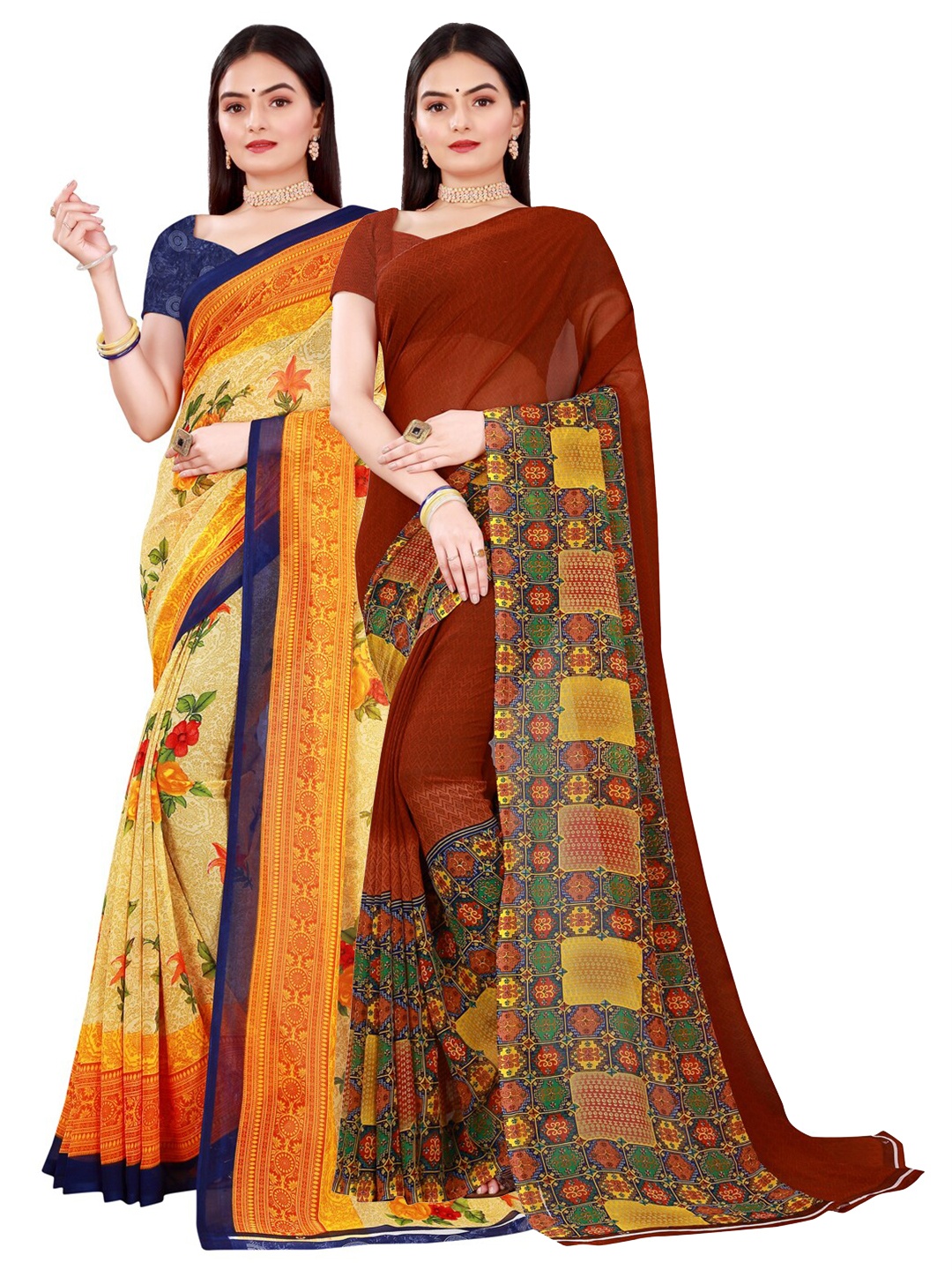 

SAADHVI Maroon & Beige Pure Georgette Saree