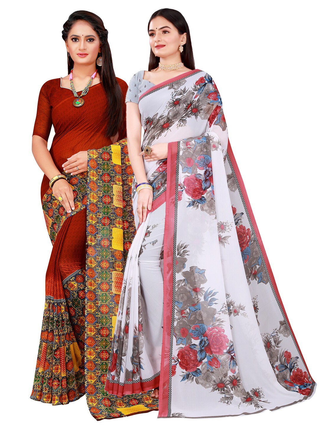 

Florence White & Brown Pure Georgette Saree