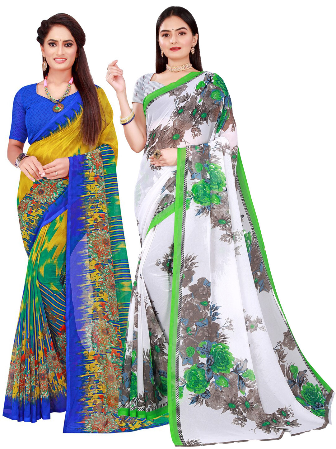 

Florence White & Grey Pure Georgette Saree