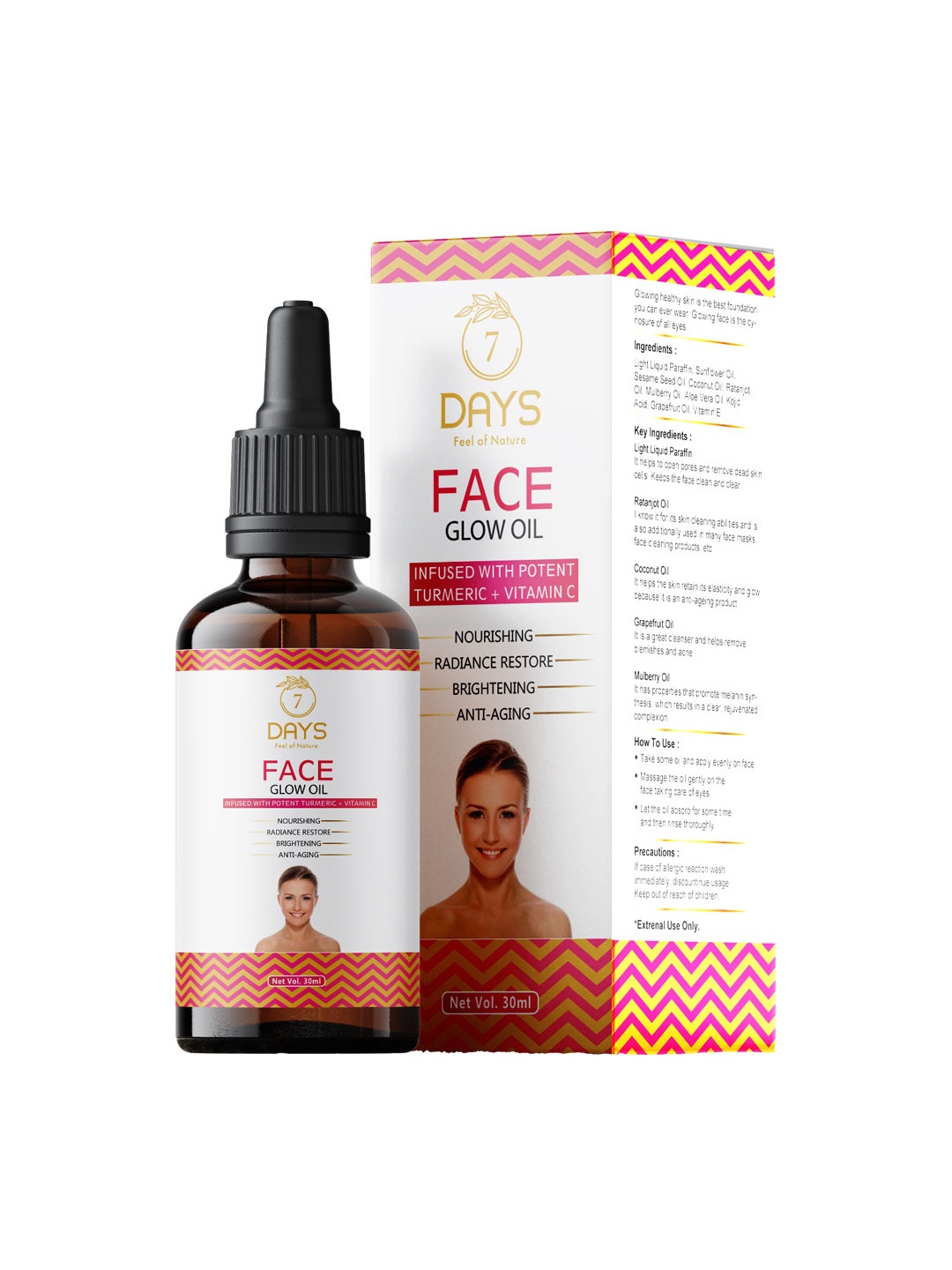 

7 DAYS Face Glowing Oil for Remove Pigmentation & Anti Aging Wrinkles - 30 ml, White