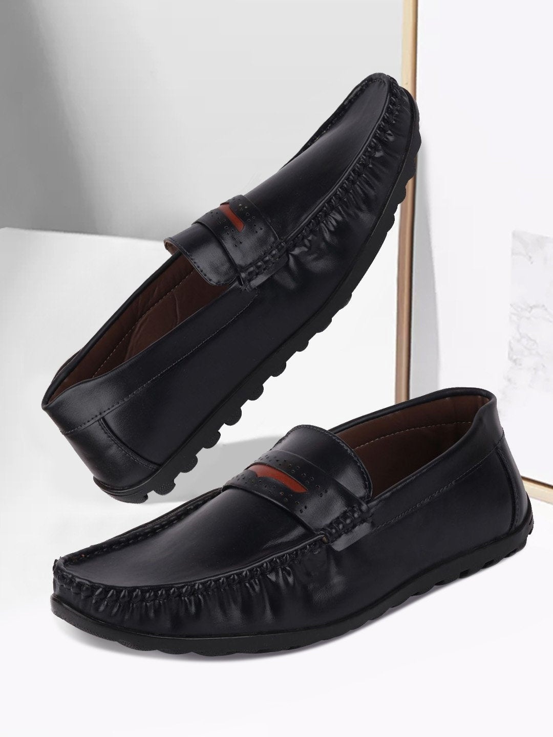

FAUSTO Men Black PU Slip-On Sneakers