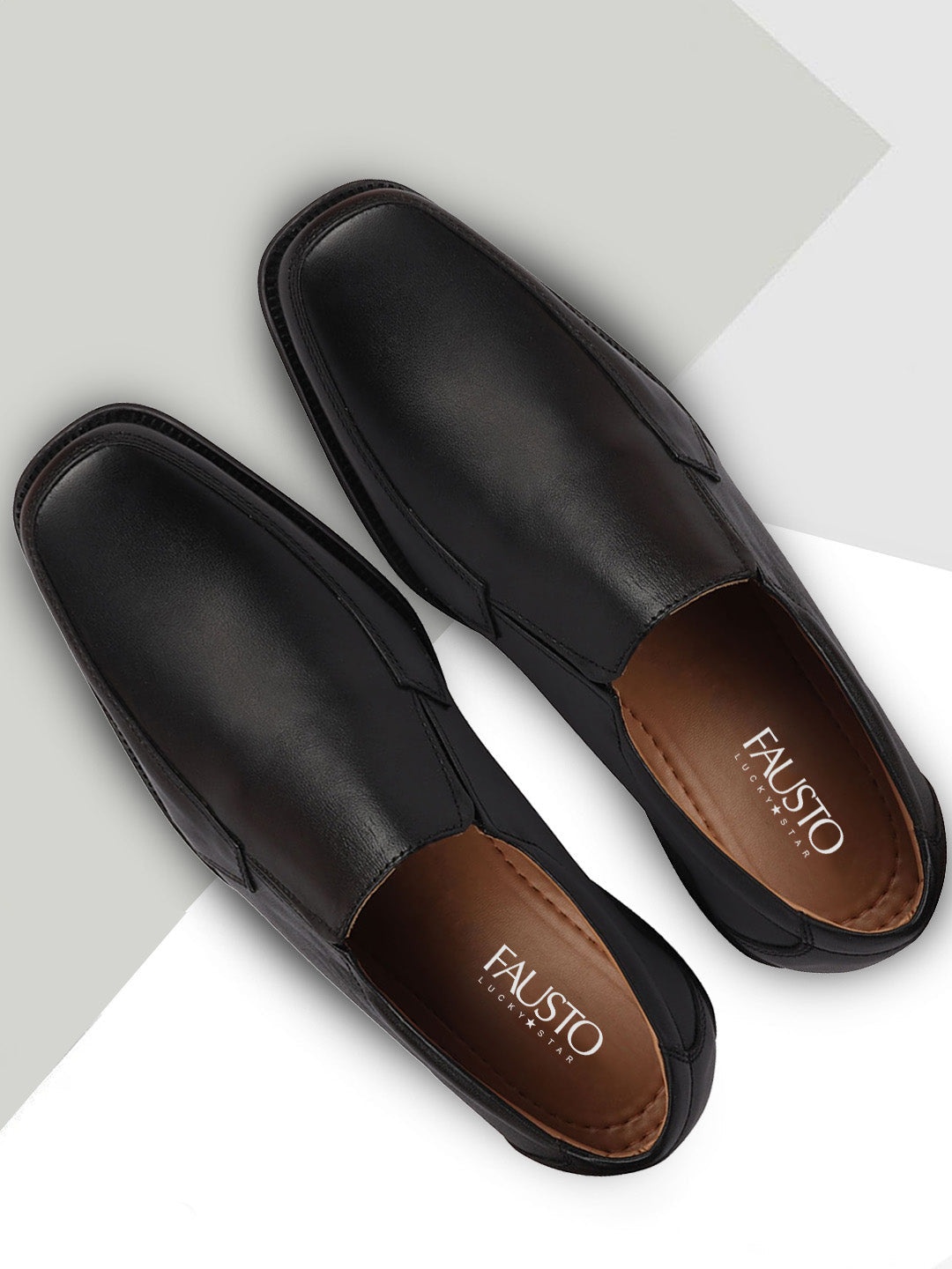 

FAUSTO Men Black Solid Leather Formal Loafer