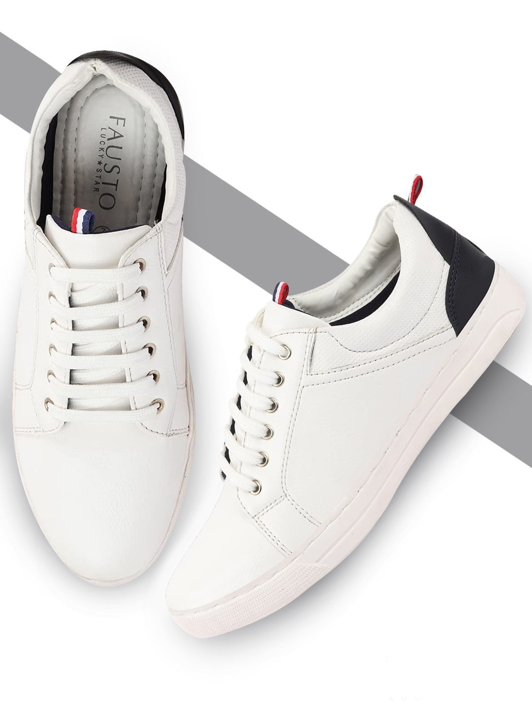 

FAUSTO Men White Colourblocked PU Sneakers