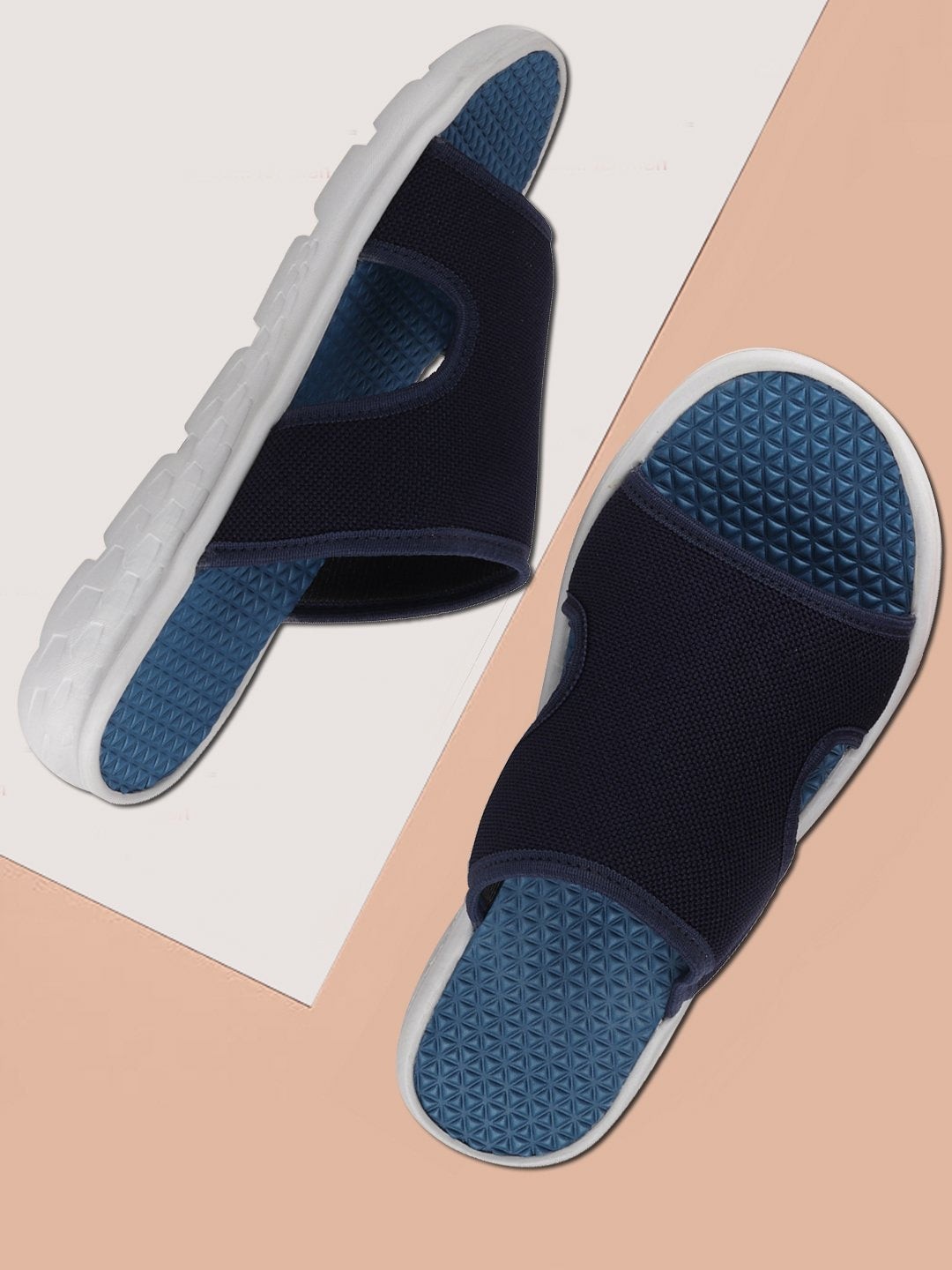 

FAUSTO Men Navy Blue Textured Slip-On Flip Flops