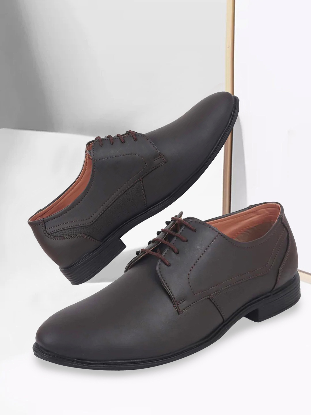 

FAUSTO Men Brown PU Formal Derbys