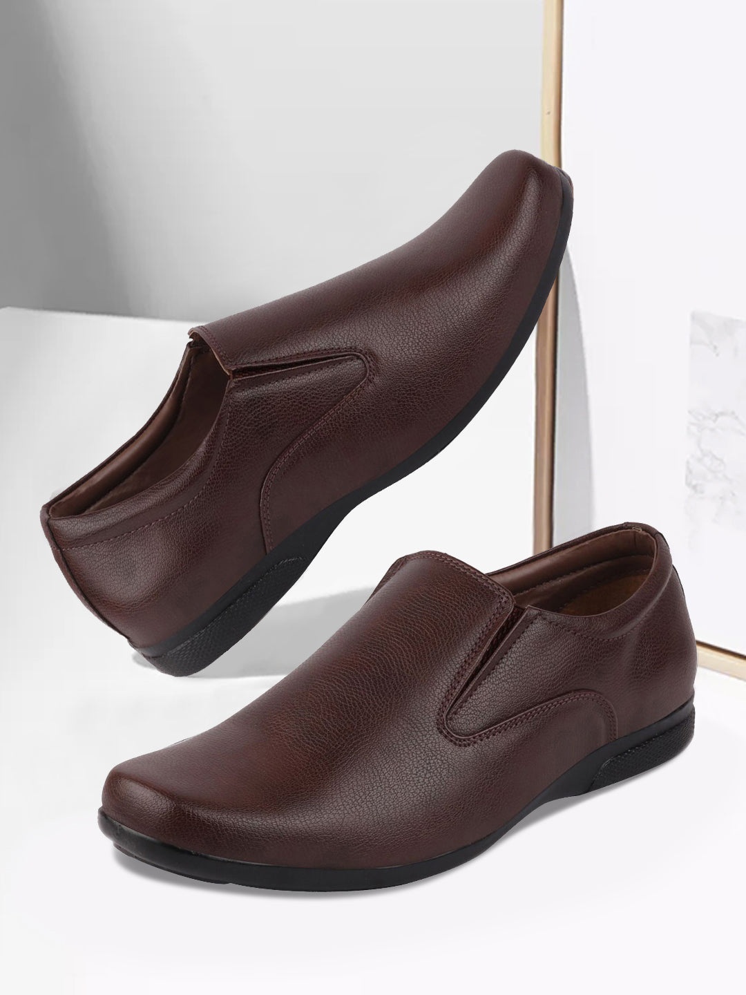 

FAUSTO Men Brown Solid Formal Slip-Ons