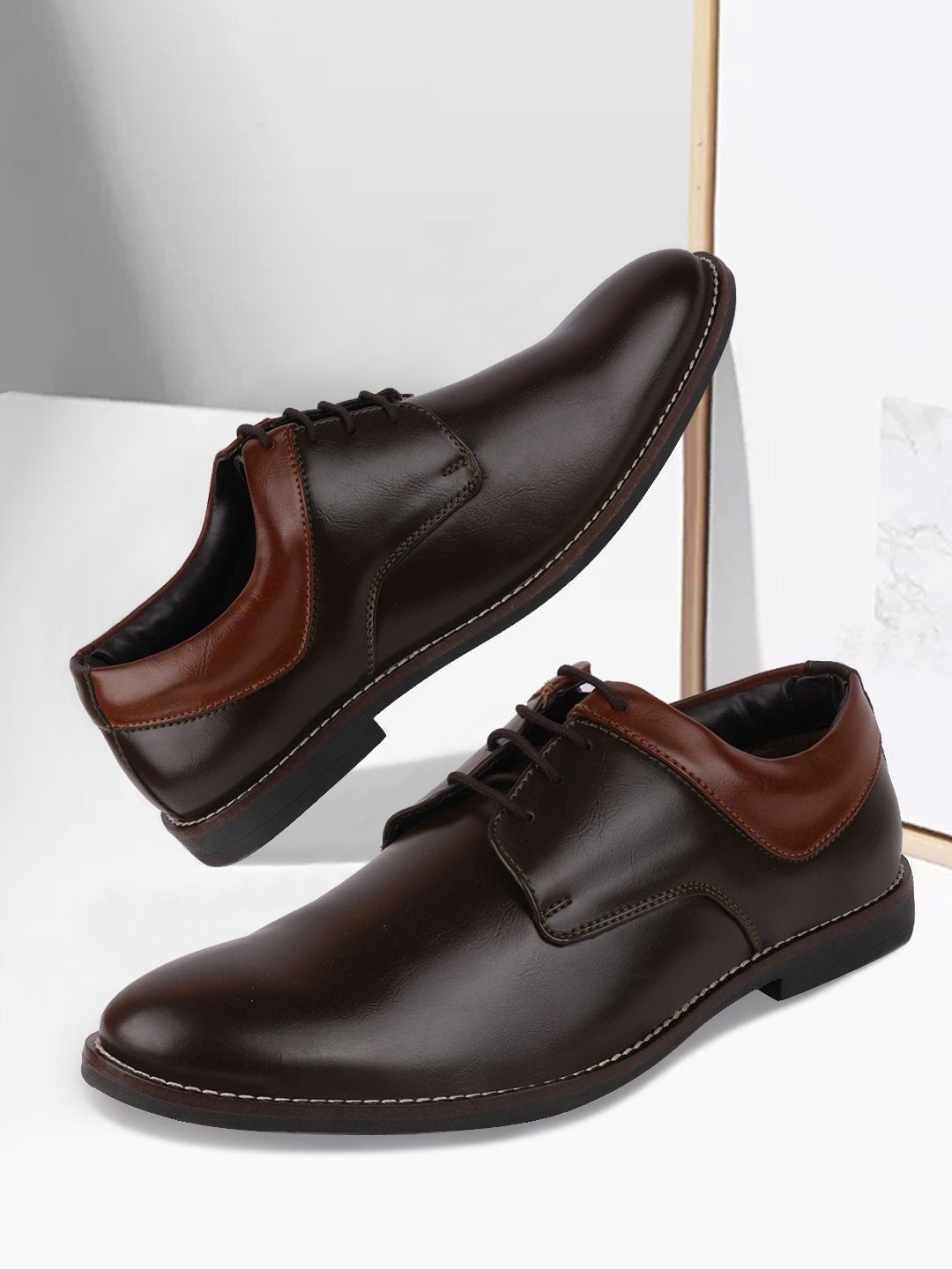 

FAUSTO Men Brown Solid Formal Oxfords