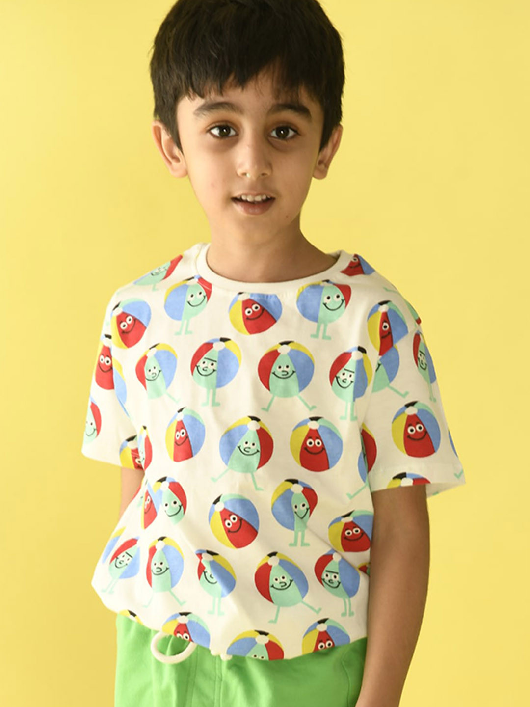 

Anthrilo Boys Grey Melange & Green Printed Night Suit