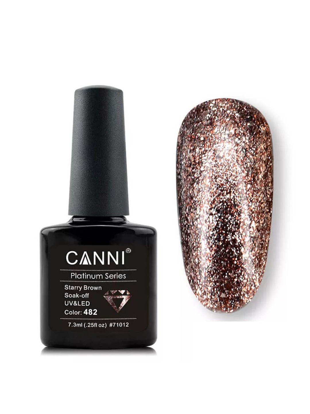 

CANNI Platinum Series Soak-Off UV & LED Gel Nail Polish 7.3 ml - Starry Brown 482, Bronze