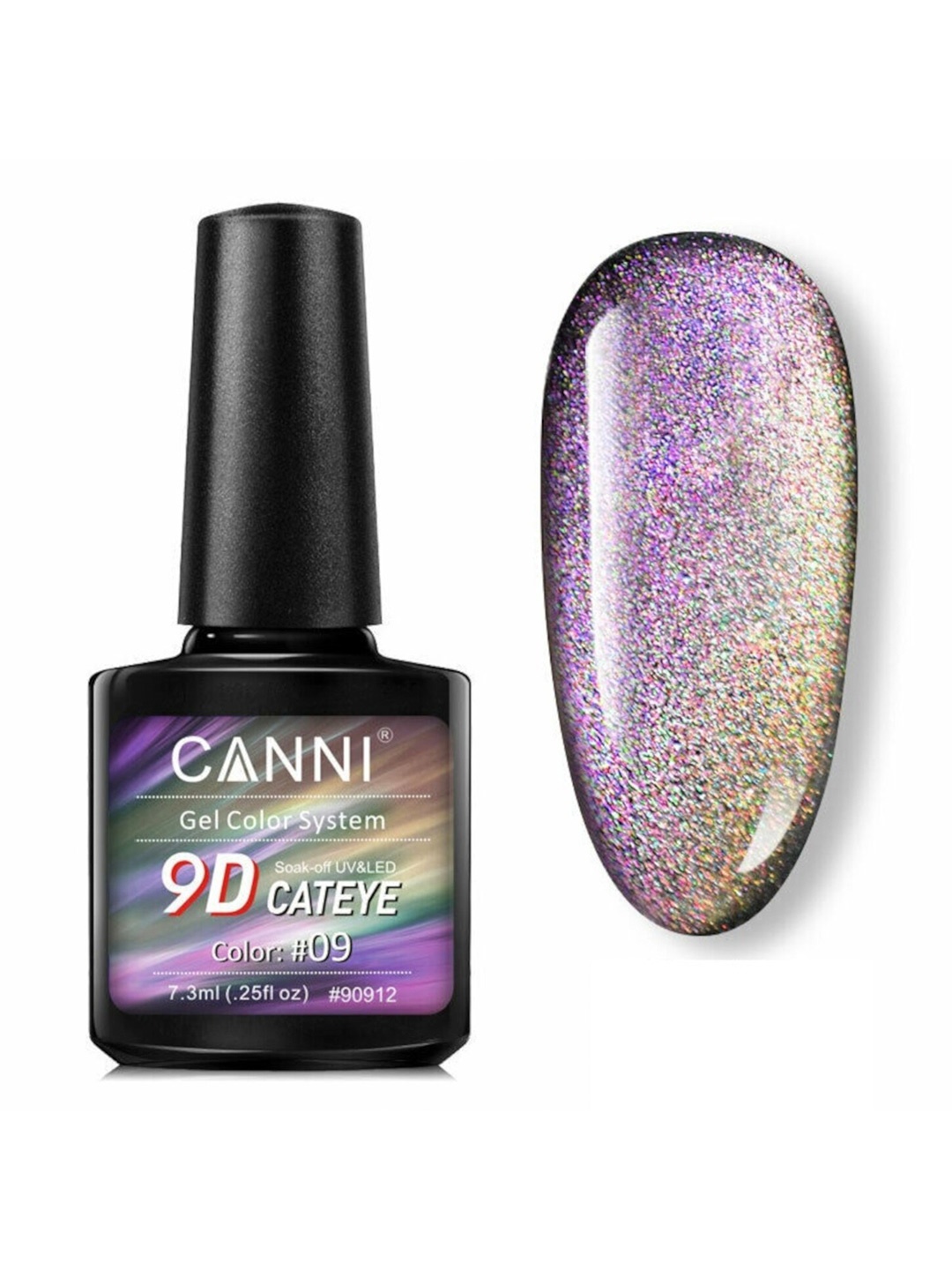 

CANNI 9D Cateye Soak-Off UV & LED Gel Color System Nail Polish 7.3 ml - Shade 09, Purple
