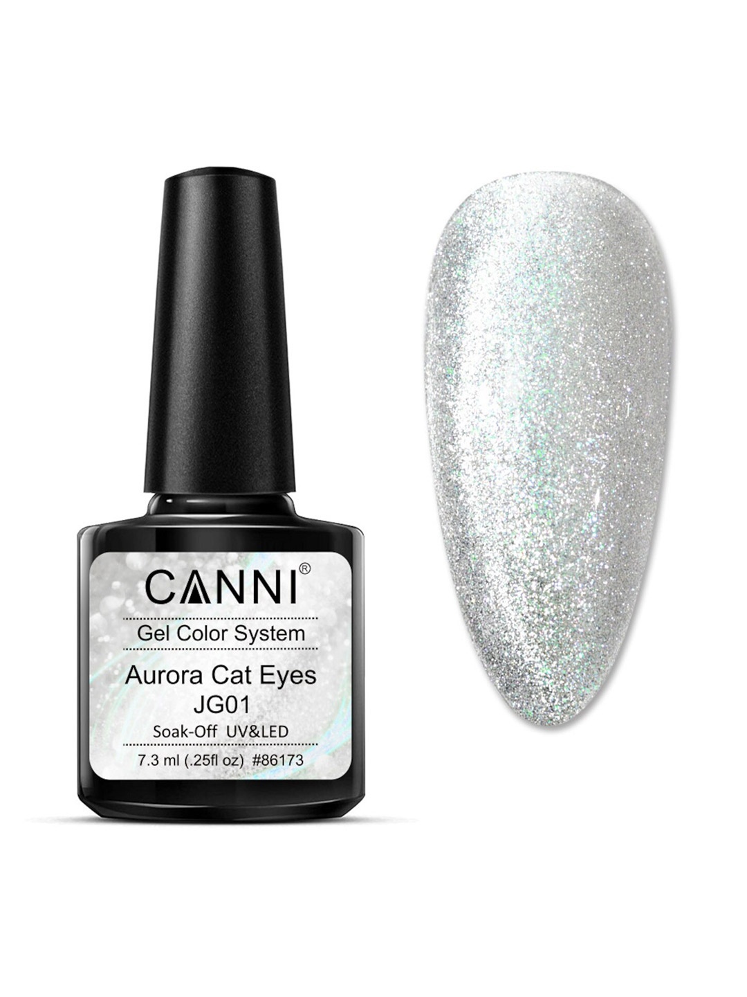 

CANNI Aurora Cat Eye Soak Off UV & LED Gel Color System Nail Polish 7.3 ml - JG01, Silver