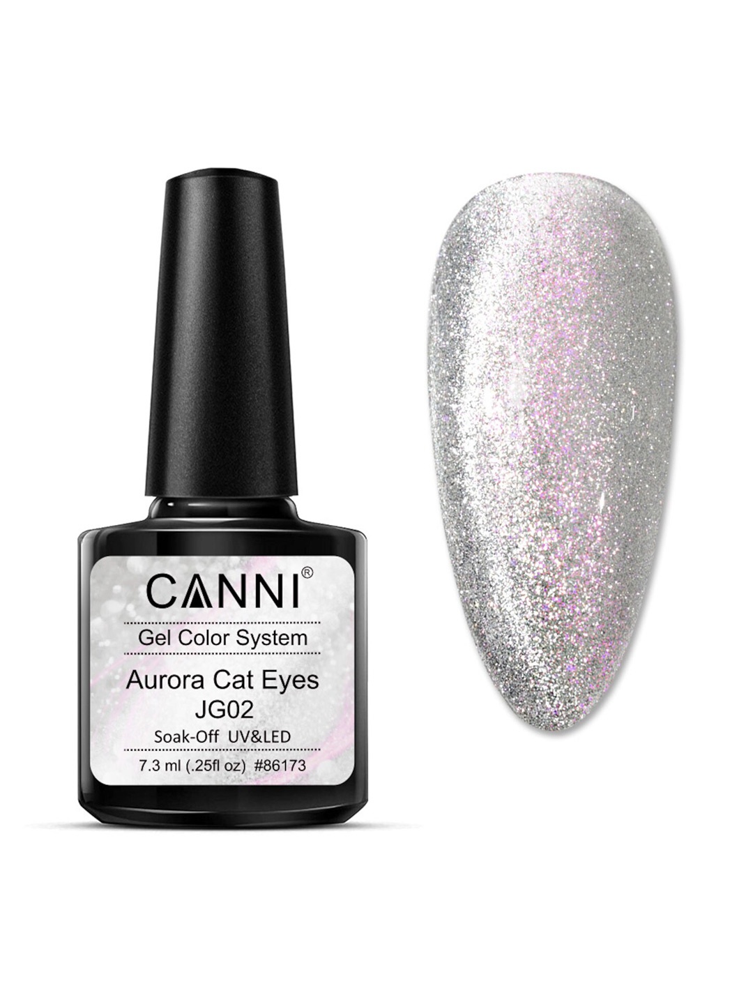 

CANNI Aurora Cat Eyes Gel Color Nail Polish 7.3 ml - JG02, Silver