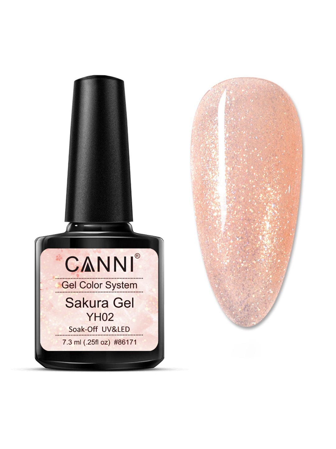 

CANNI Sakura Gel Series Glitter Color UV/LED Gel Nail Polish 7.3 ml - YH02, Peach