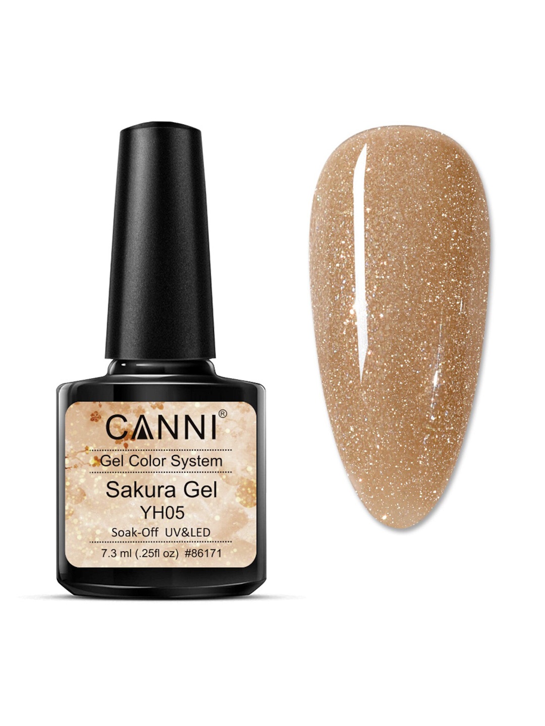 

CANNI Sakura Gel Series Glitter Color UV/LED Gel Nail Polish 7.3 ml - YH05, Gold