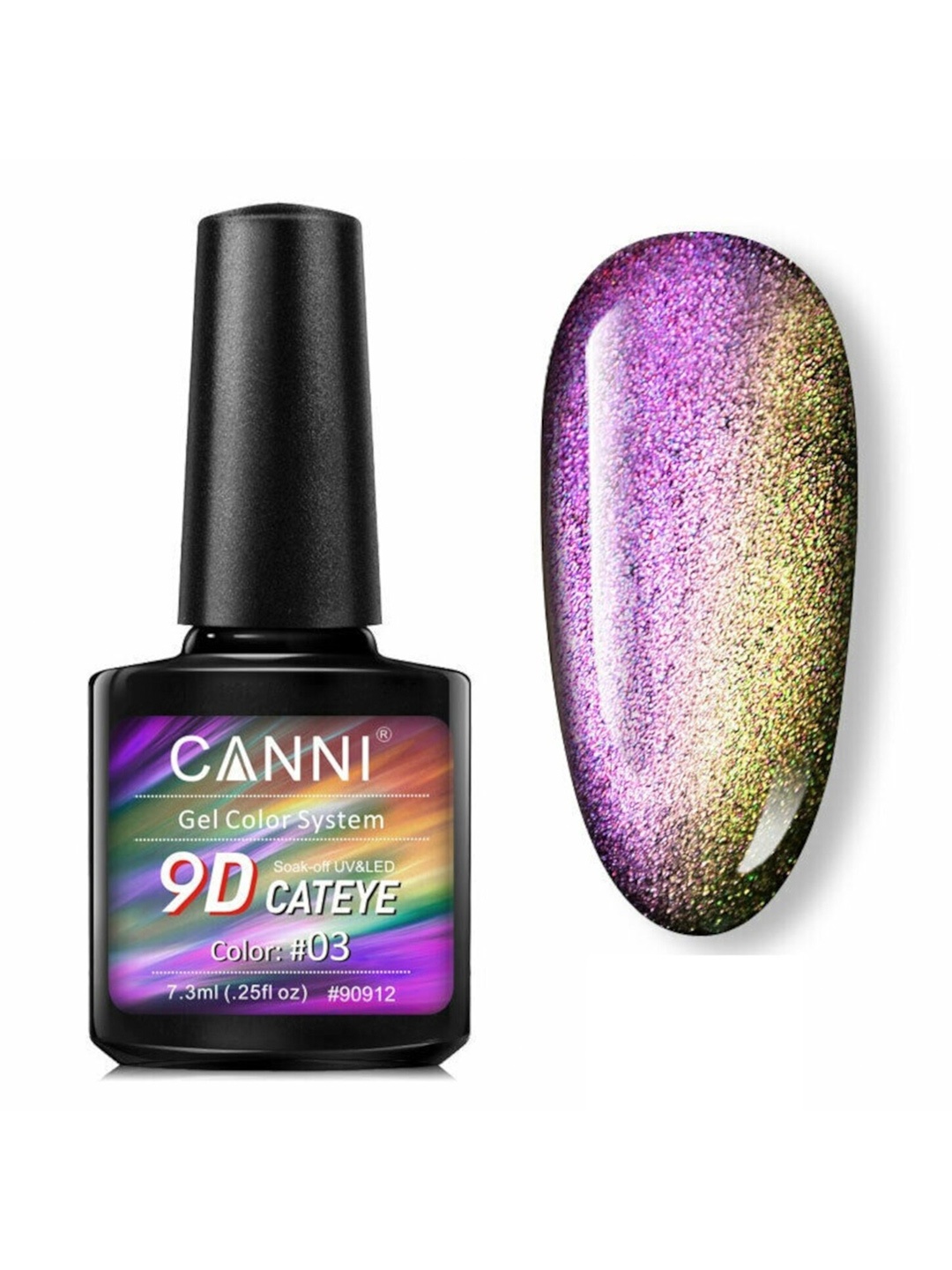 

CANNI 9D Cat Eye Galaxy Magnetic UV-LED Soak-Off Gel Nail Polish - Shade 03, Purple