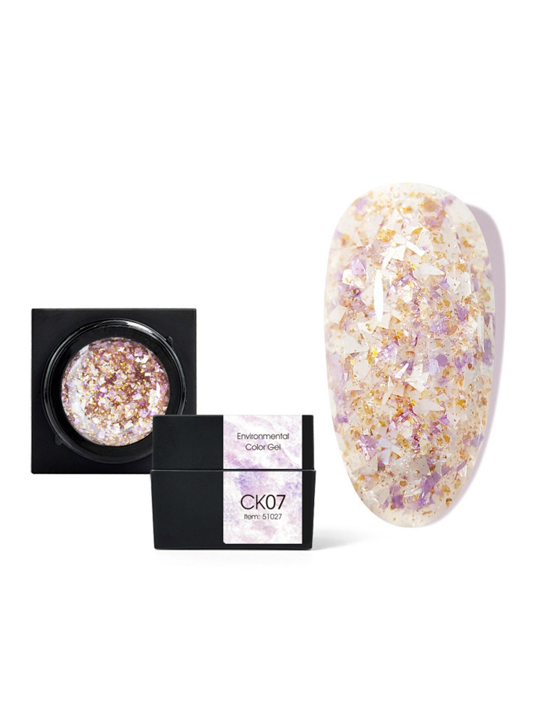 

CANNI Mineral Gel Full Cover Super Texture Shell Sequins Drawing Soak Off UV LED Gel 5 ml - CK07, Multi