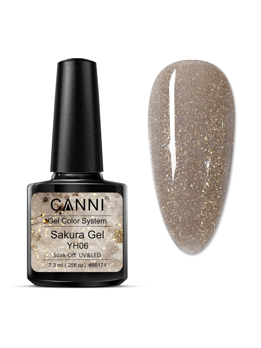 CANNI Sakura Gel Series Glitter Color UV/LED Nail Art Gel Nail Polish - YH06 7.3ml, Nude