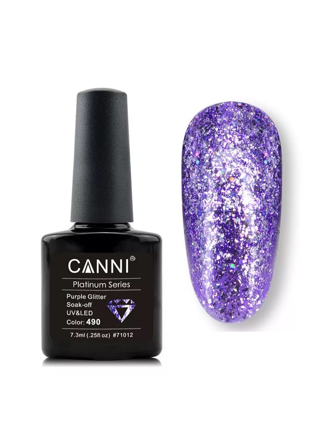 

CANNI Perfect Platinum Glitter Foil Gel Color LED UV Gel Nail Polish - CANNI-490 7.3 ml, Multi