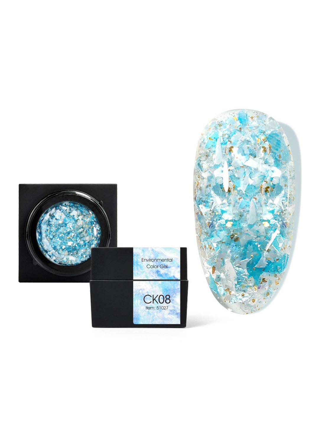 

CANNI Mineral Gel Full Cover Super Texture Shell Sequins Drawing Soak Off UV LED Gel 5 ml - CK08, Multi