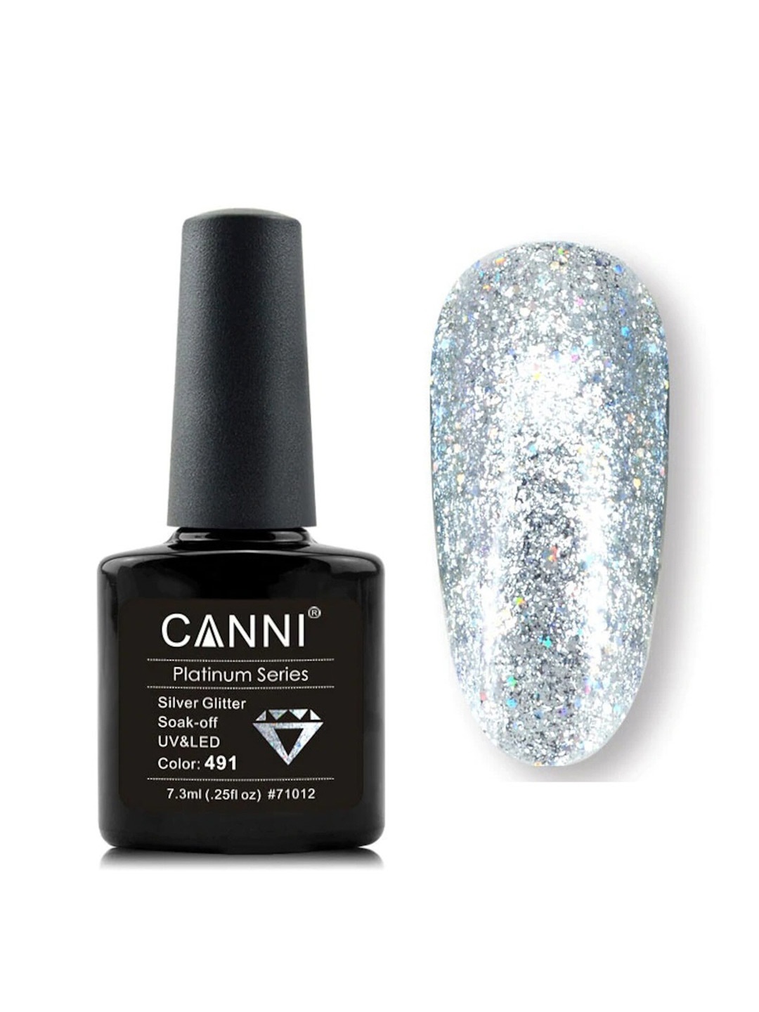 

CANNI Platinum Glitter Foil Gel Nail Polish - 491 7.3ml, Multi